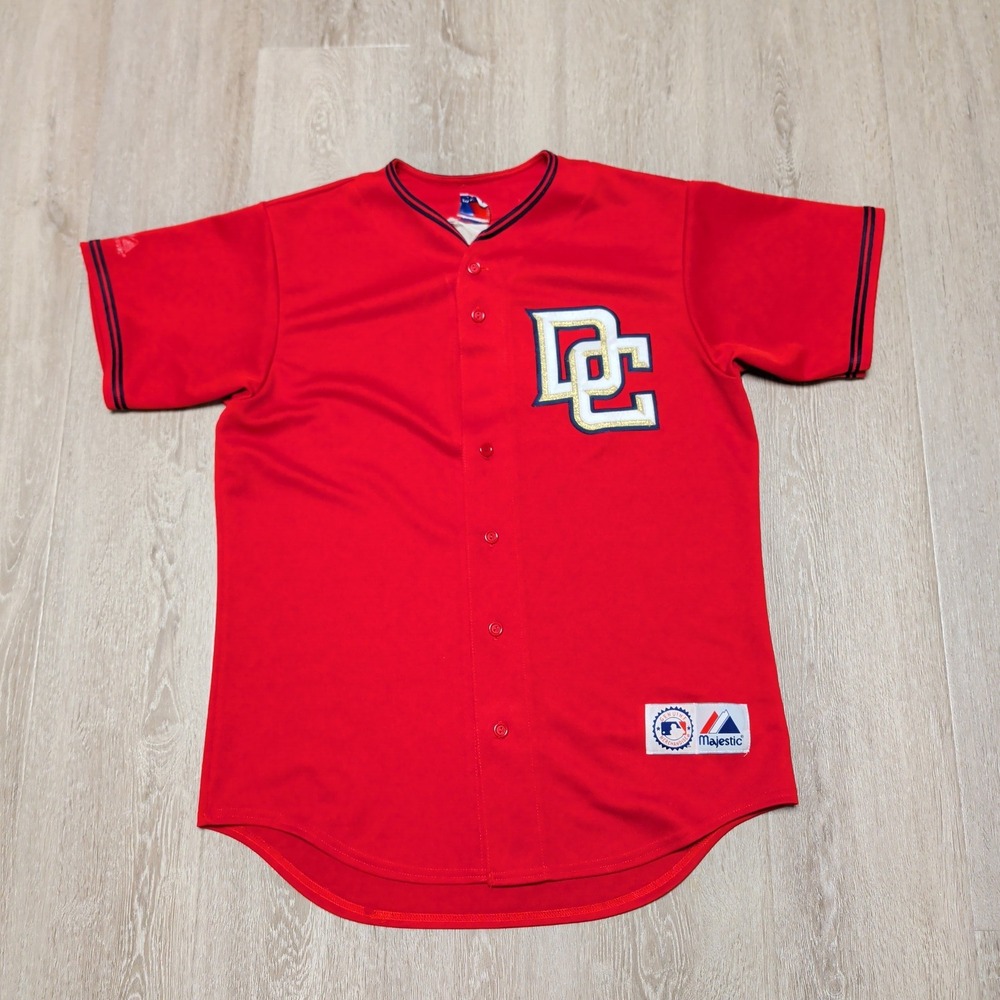 Vintage Majestic Washington Nationals DC MLB Jersey Mens Large Red‎ Buttons USA